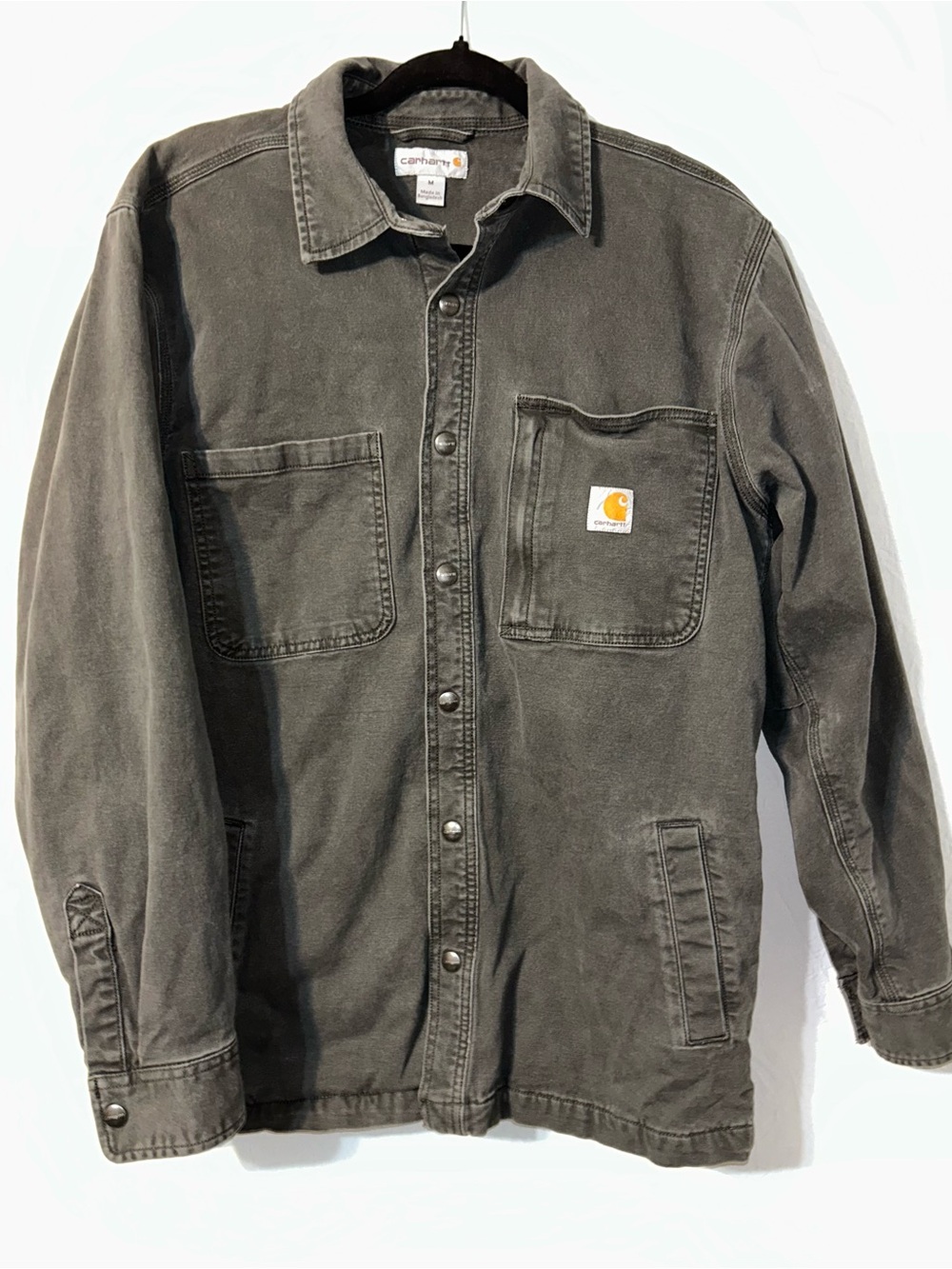 Carhartt Rigby Rugged Flex Fleece Lined Canvas Shirt Jacket Peat Medium Flaw